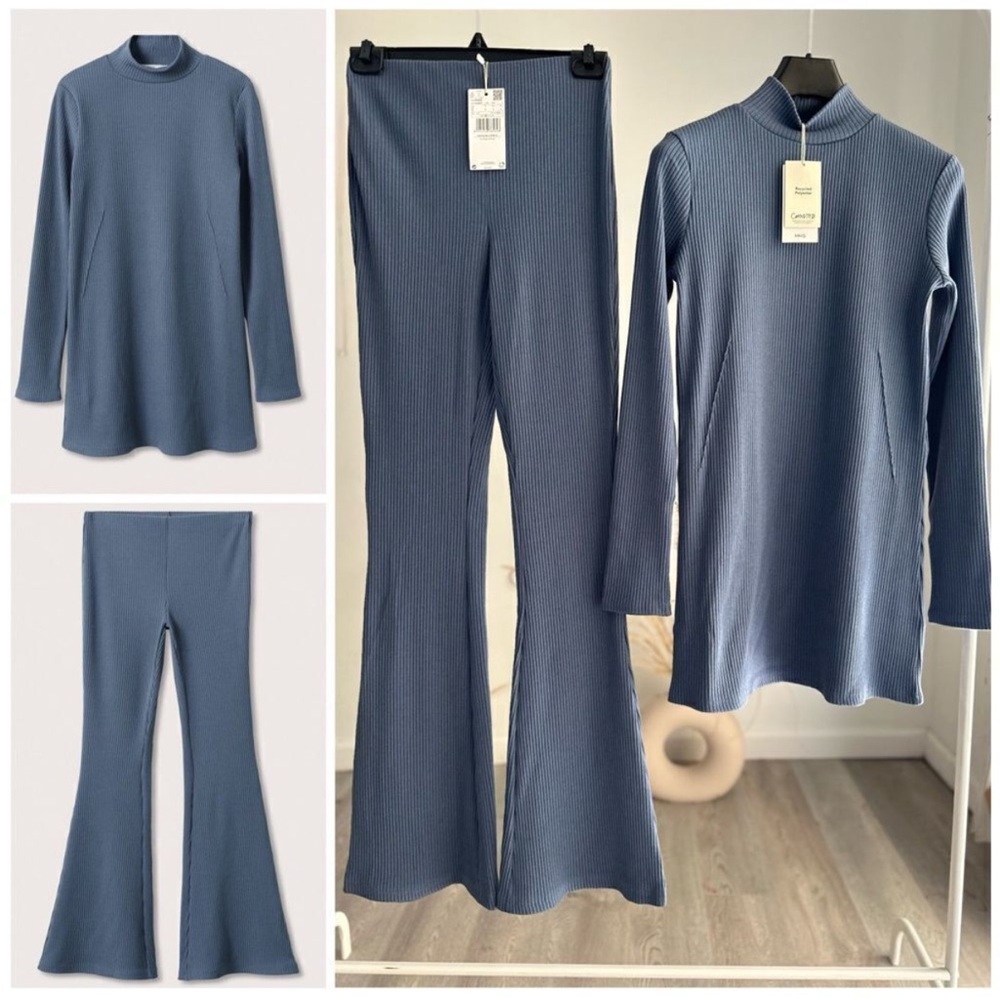 Mango Co-Ord Set Ribbed Pants and Sweater NWT
